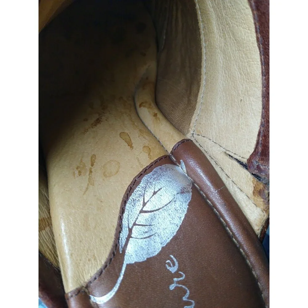 Nurture Prairie Clog Heels Women's 9 M Shoes Brown Leather Mules Metal Studs - Picture 10 of 10